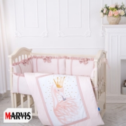 Lenjerie Pătuț Bebe/Copii 10 Piese Flamingo Roz - Eleganță și Confort
